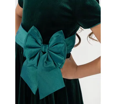 Rare Editions Girls 2t-6x Taffeta Bow Detail Dress In Green