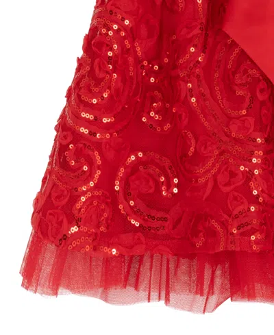 Rare Editions Baby Girls 2-piece Sequin Soutache Mesh Dress And Diaper Cover Set In Red