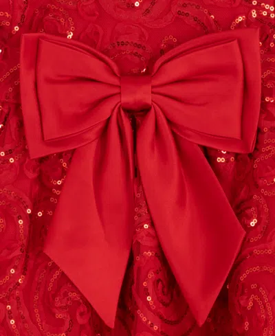 Rare Editions Baby Girls 2-piece Sequin Soutache Mesh Dress And Diaper Cover Set In Red