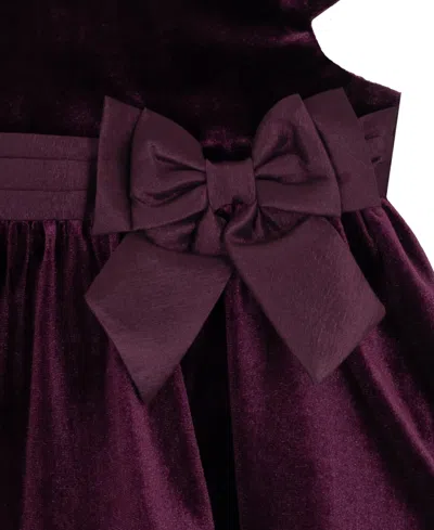 Rare Editions Baby Girls 2-piece Velvet Cap Sleeves Bodice Dress And Diaper Cover Set In Purple