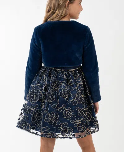 Rare Editions Girls 7-16 2-piece Sleeveless Dress And Shrug Set In Black