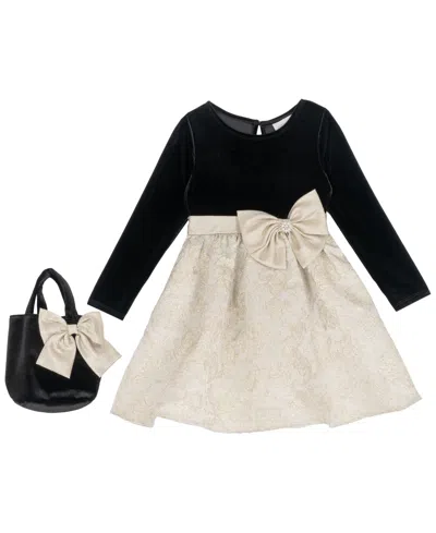 Rare Editions Girls 2t-6x Skirt Dress With Bag Set In Black