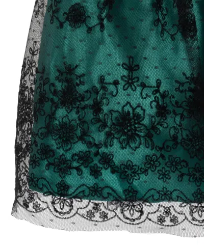 Rare Editions Girls 2t-6x Bow Applique Border Mesh Dress In Green