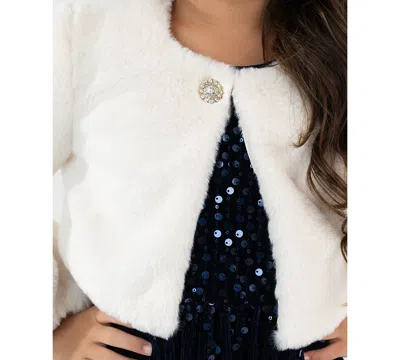 Rare Editions Girls 2t-6x Embellished Long Sleeve Jacket In White