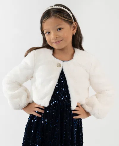Rare Editions Girls 2t-6x Embellished Long Sleeve Jacket In White