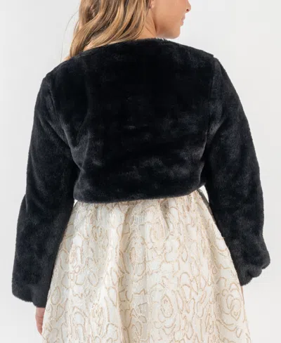 Rare Editions Girls 7-16 Long Sleeve Shrug In Black