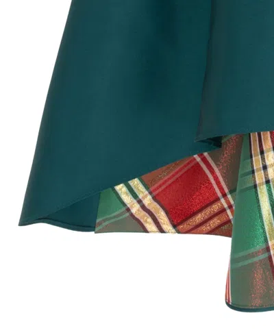 Rare Editions Girls 2t-6x Mikado Plaid Hi-lo Dress In Green