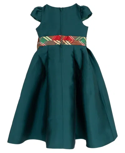 Rare Editions Girls 2t-6x Mikado Plaid Hi-lo Dress In Green