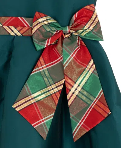 Rare Editions Girls 2t-6x Mikado Plaid Hi-lo Dress In Green