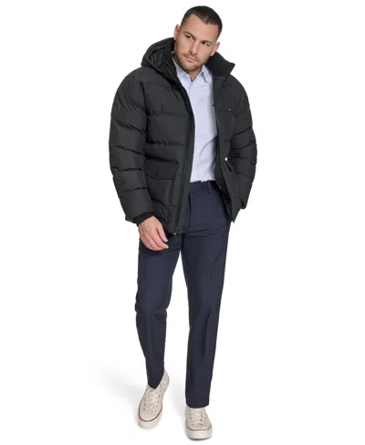 Tommy Hilfiger Men's Two Pocket Hooded Puffer Jacket In Black