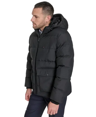 Tommy Hilfiger Men's Two Pocket Hooded Puffer Jacket In Black
