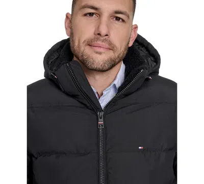 Tommy Hilfiger Men's Two Pocket Hooded Puffer Jacket In Black