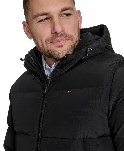Tommy Hilfiger Men's Ribstop Snorkle Hooded Jacket In Black