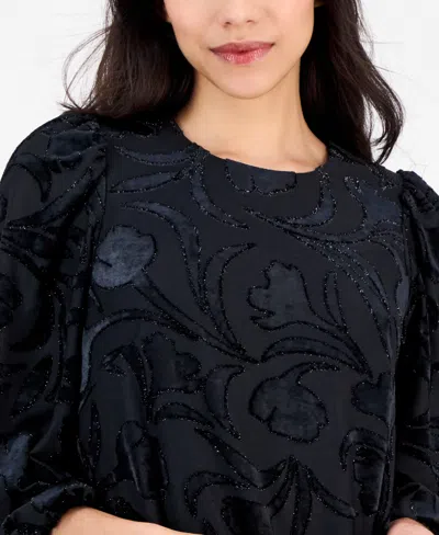 Anne Klein Women's Blouson-sleeve Burnout Shift Dress In Blue