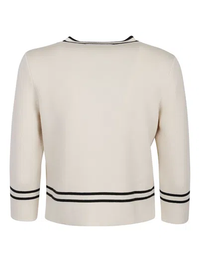Gucci Contrast Trim Wool Cardigan In White