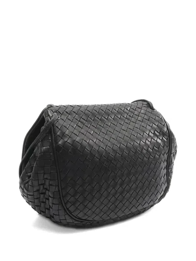 Pre-owned Bottega Veneta Intrecciato Leather Shoulder Bag In Black