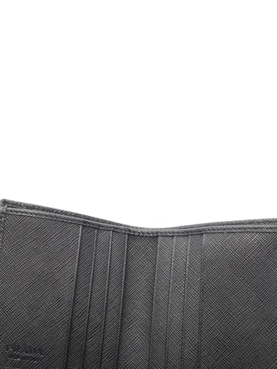 Pre-owned Prada 2020s Logo-plaque Wallet In Black