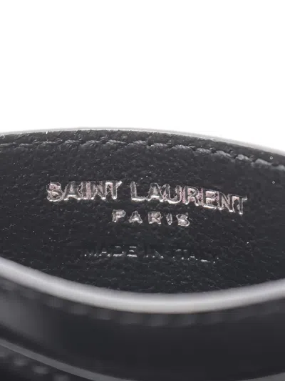 Pre-owned Saint Laurent 2020s Cassandre Logo-plaque Card Case In Black