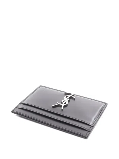 Pre-owned Saint Laurent 2020s Cassandre Logo-plaque Card Case In Black