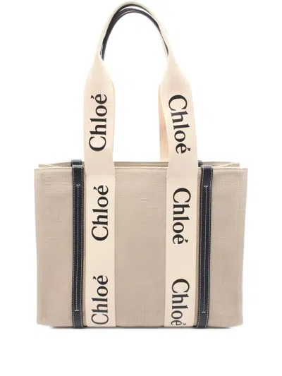 Pre-owned Chloé 2010s Medium Woody Shoulder Bag In Neutral