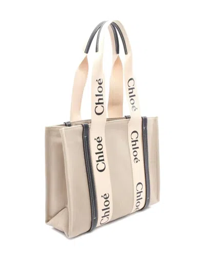 Pre-owned Chloé 2010s Medium Woody Shoulder Bag In Neutral