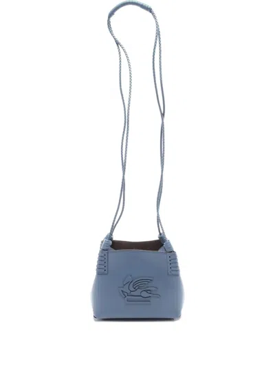 Pre-owned Etro Vintage 2020s Libra Small Leather Tote Bag In Blue