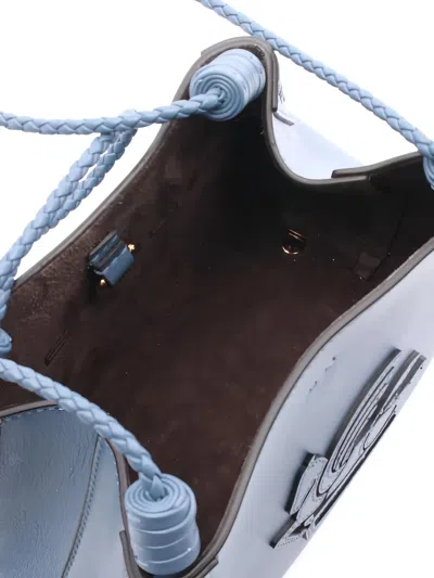 Pre-owned Etro Vintage 2020s Libra Small Leather Tote Bag In Blue