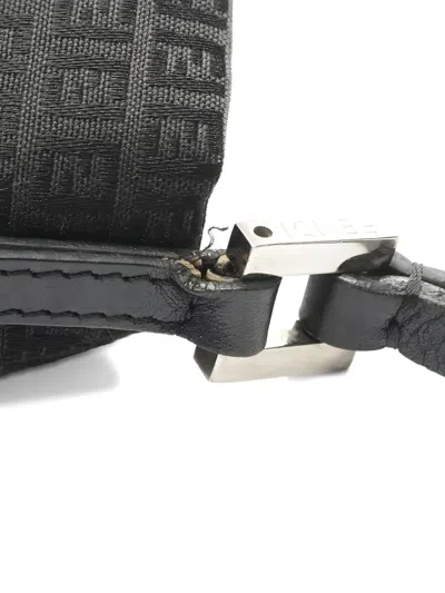 Pre-owned Fendi 2000s Zucchino Patterned Leather Shoulder Bag In Black