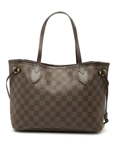 Pre-owned Louis Vuitton 2010 Damier Ebene Neverfull Pm Tote Bag In Brown