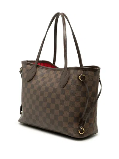 Pre-owned Louis Vuitton 2010 Damier Ebene Neverfull Pm Tote Bag In Brown