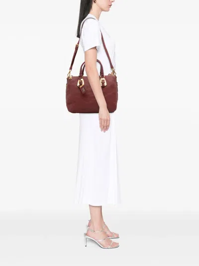 Pre-owned Prada 2000-2025 Vitello Daino Zip Top Satchel In Red