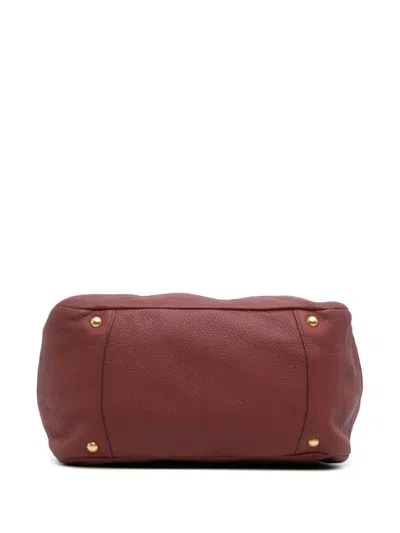 Pre-owned Prada 2000-2025 Vitello Daino Zip Top Satchel In Red