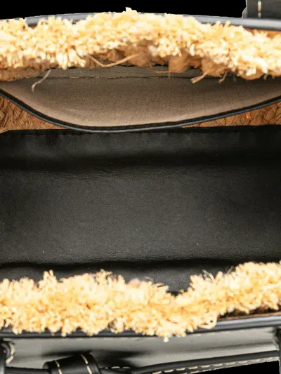 Pre-owned Loewe Gate 小号拉菲草皮质顶置手柄斜挎包（2010-2025年典藏款） In Brown