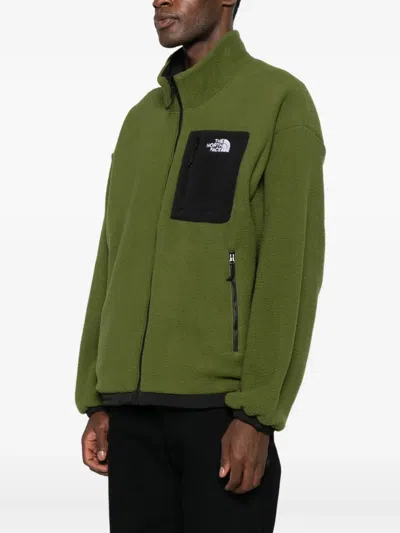 The North Face Reversible Fleece Jacket Wind Protection In Green