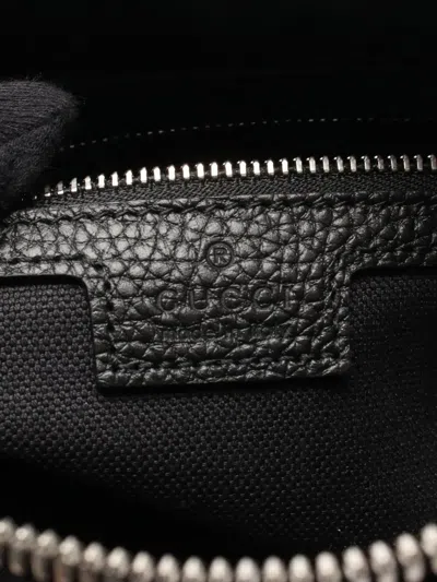 Pre-owned Gucci 2016-2025 Leather Web Buckle Messenger Bag Crossbody Bag In Black