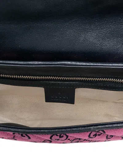 Pre-owned Gucci 2016-2025 Medium Gg Marmont Matelasse Diagonal Canvas Shoulder Bag In Pink