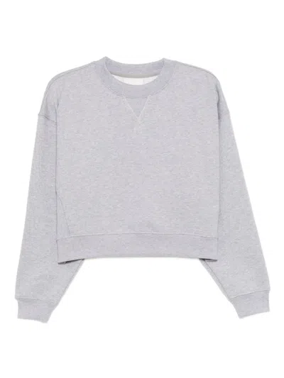 Reformation Grace Cropped Vintage Oversized Crewneck Sweatshirt In Gray