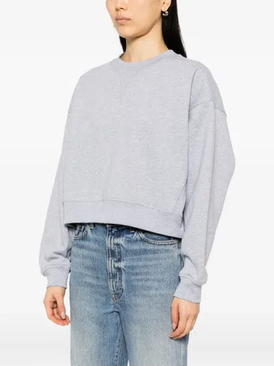 Reformation Grace Cropped Vintage Oversized Crewneck Sweatshirt In Gray