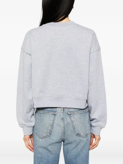 Reformation Grace Cropped Vintage Oversized Crewneck Sweatshirt In Gray