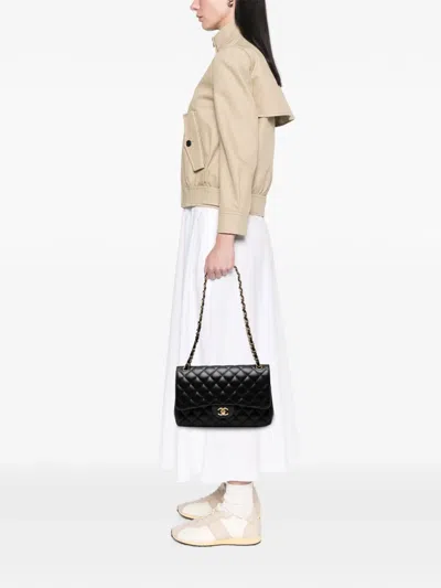 Pre-owned Chanel 2012 Jumbo Classic Lambskin Double Flap Shoulder Bag In Black