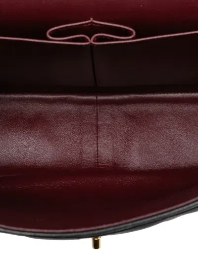 Pre-owned Chanel 2012 Jumbo Classic Lambskin Double Flap Shoulder Bag In Black