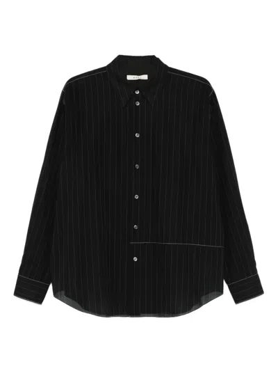 6397 Sheer Pinstripe Shirt In Blue