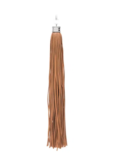 Alexander Mcqueen Leather Tassel Charm In Brown