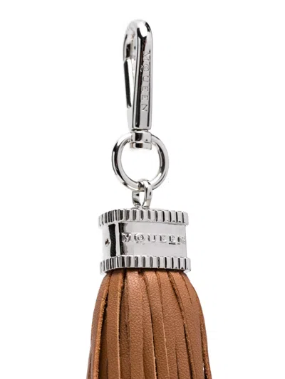 Alexander Mcqueen Leather Tassel Charm In Brown