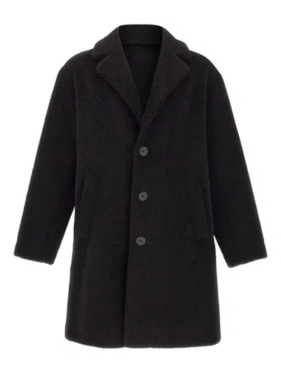 Herno Long Sleeve Notched Lapel Coat With Pockets In Black