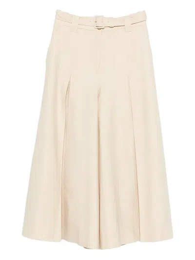 Zimmermann High Waist Wide Leg Trousers With Belt In Neutral