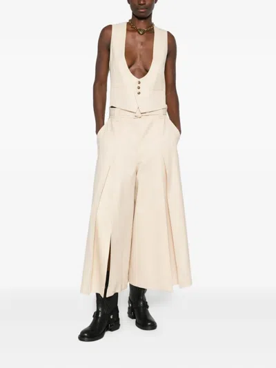 Zimmermann High Waist Wide Leg Trousers With Belt In Neutral