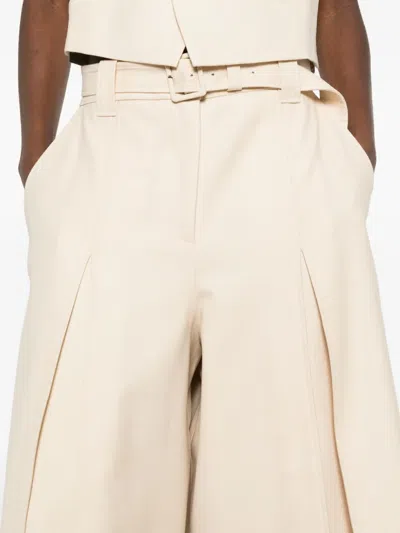 Zimmermann High Waist Wide Leg Trousers With Belt In Neutral