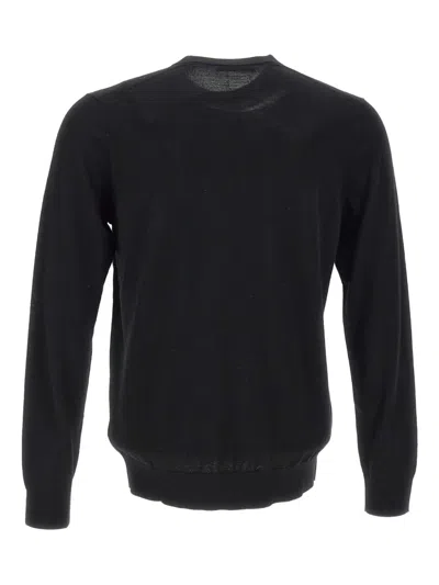 Diktat Crew Neck Ribbed Sweater In Black