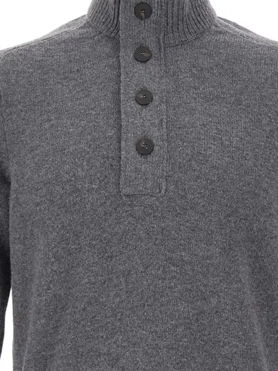 Gran Sasso Button-placket Wool Sweater In Gray